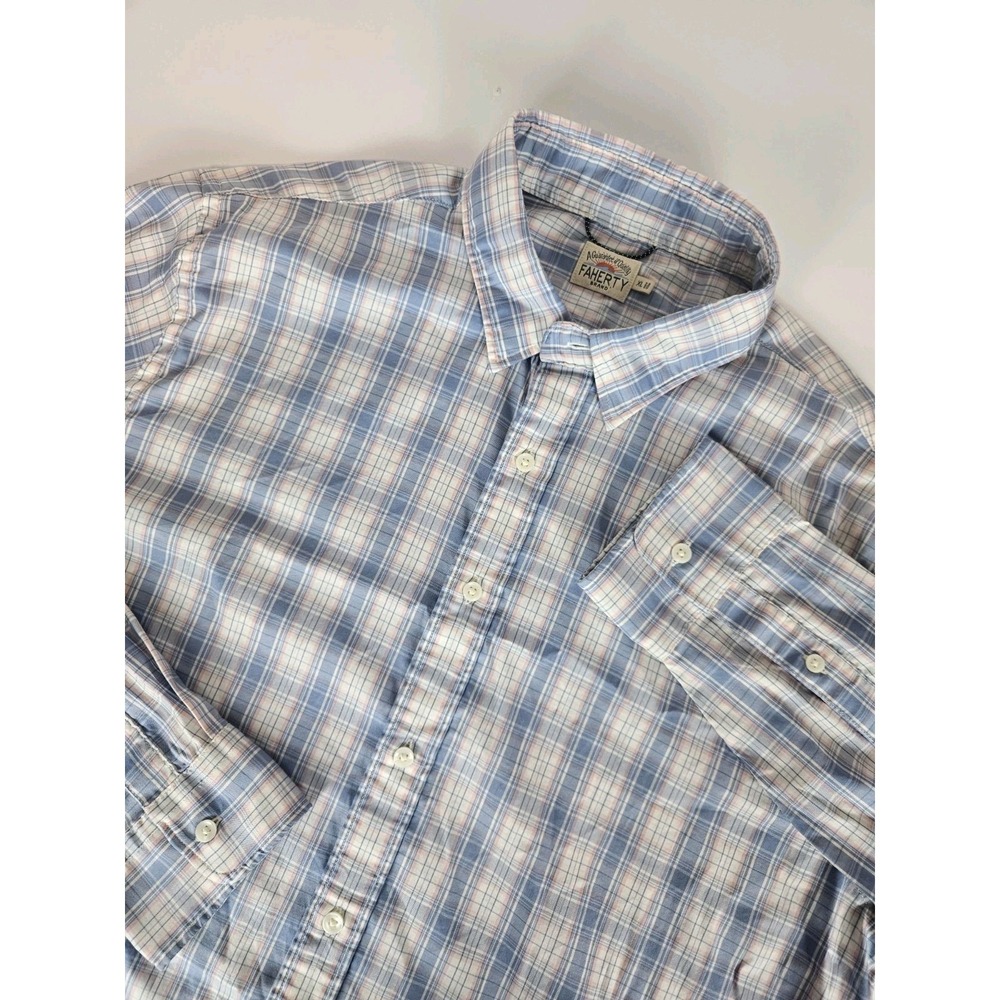 Faherty Men's Long Sleeve Nylon Cotton Button Up Plaid Shirt XL